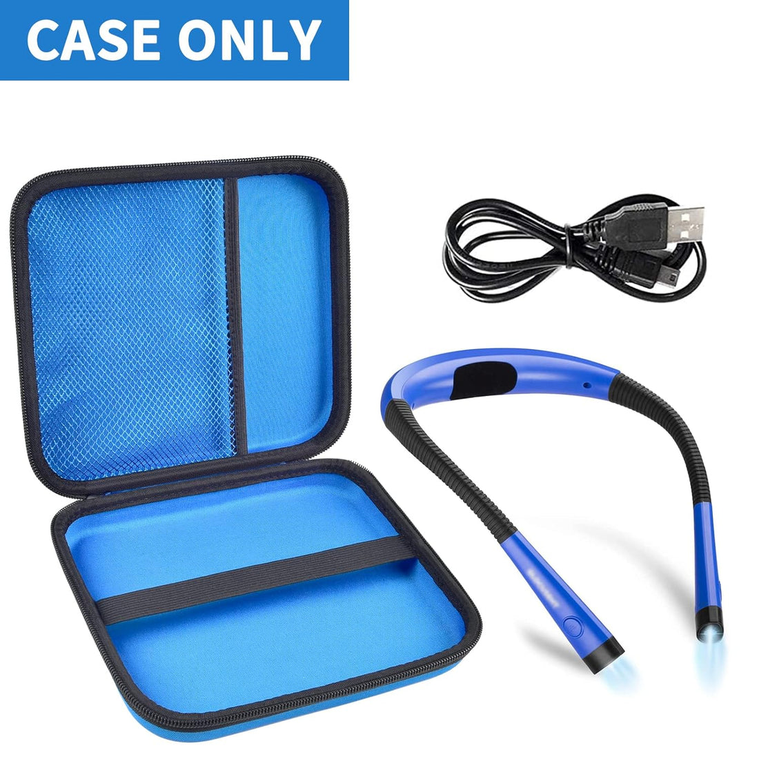 Case Compatible with Glocusent/ for Vekkia/ for LITOM/ for LEDGLE/ for TAKKUI/ for TSINGREE LED Neck Reading Light Book Light for Reading in Bed. Storage Carrying Holder for USB Cable (Box Only) -Blue