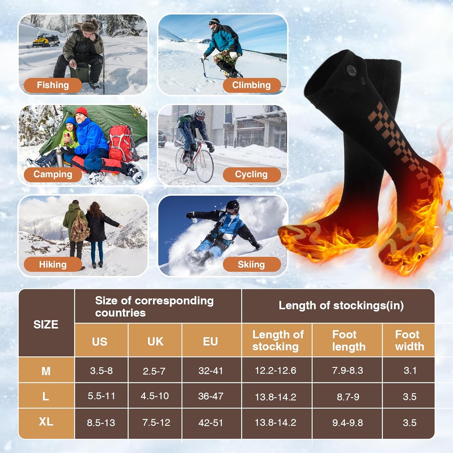 Heated Socks for Men Women, Electric Heated Socks APP Control, Battery Heated Foot Warmer Socks for Hiking Biking Camping Skiing Hunting, Rechargeable Winter Thermal Socks Fast Heat