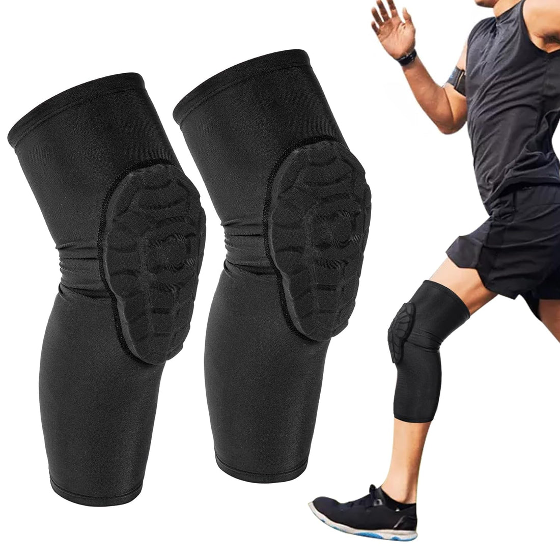 Topbuti Knee Pads for Youth Kids, Protective Gear Kneepad Knee Compression Padded Leg Sleeves for Volleyball Football Baseball Basketball Cycling (YXL, Black)