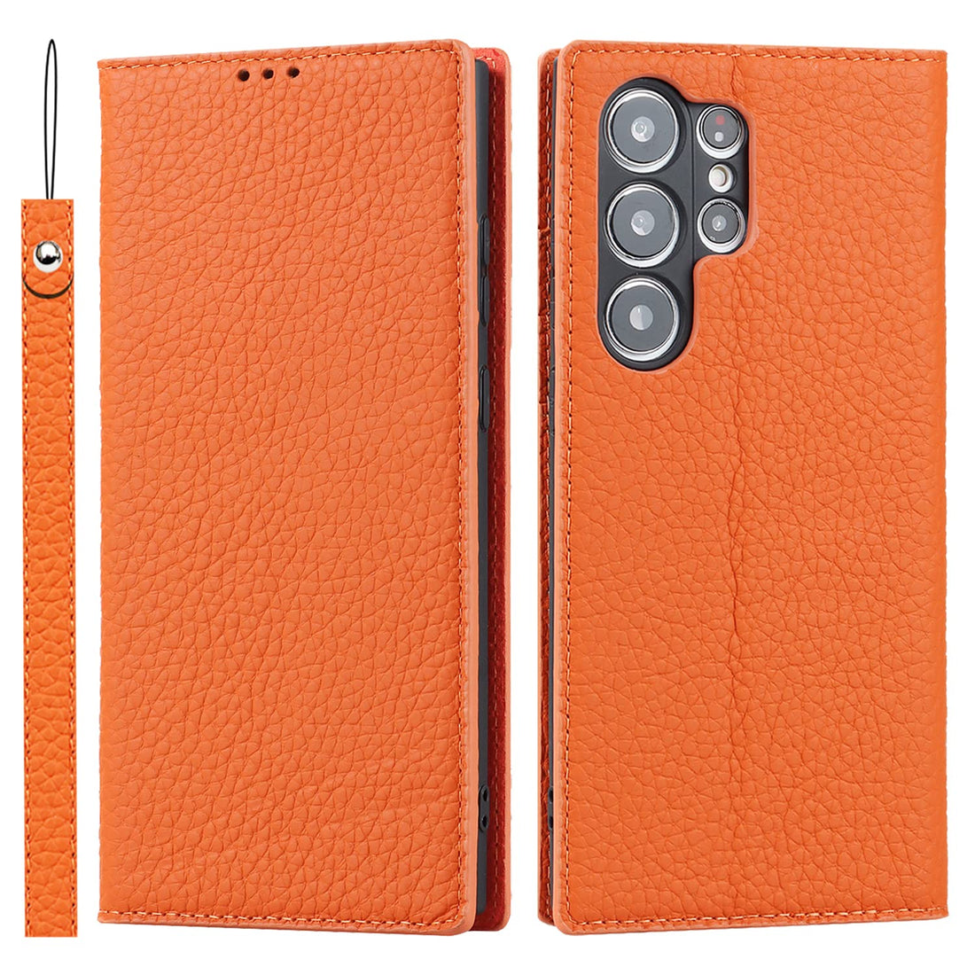 Ｈａｖａｙａ Galaxy S23 Ultra Case with Card Holder-Flap Compatible Cover Shockproof Magnetic Card Storage Thin Wallet Type - Havaya-Orange