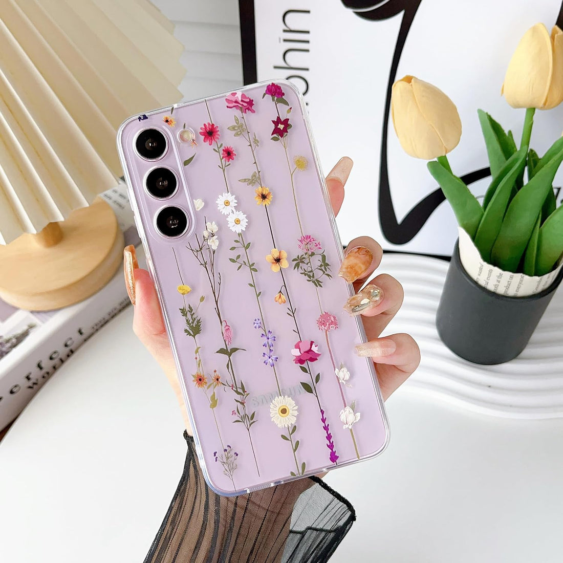 ZTOFERA Floral Case for Samsung Galaxy S23 Plus 5G,Cute Flower Pattern Case for Girls Women,Flexible Silicone Protective Slim Shockproof Bumper Phone Cover for Samsung Galaxy S23 Plus,Clear