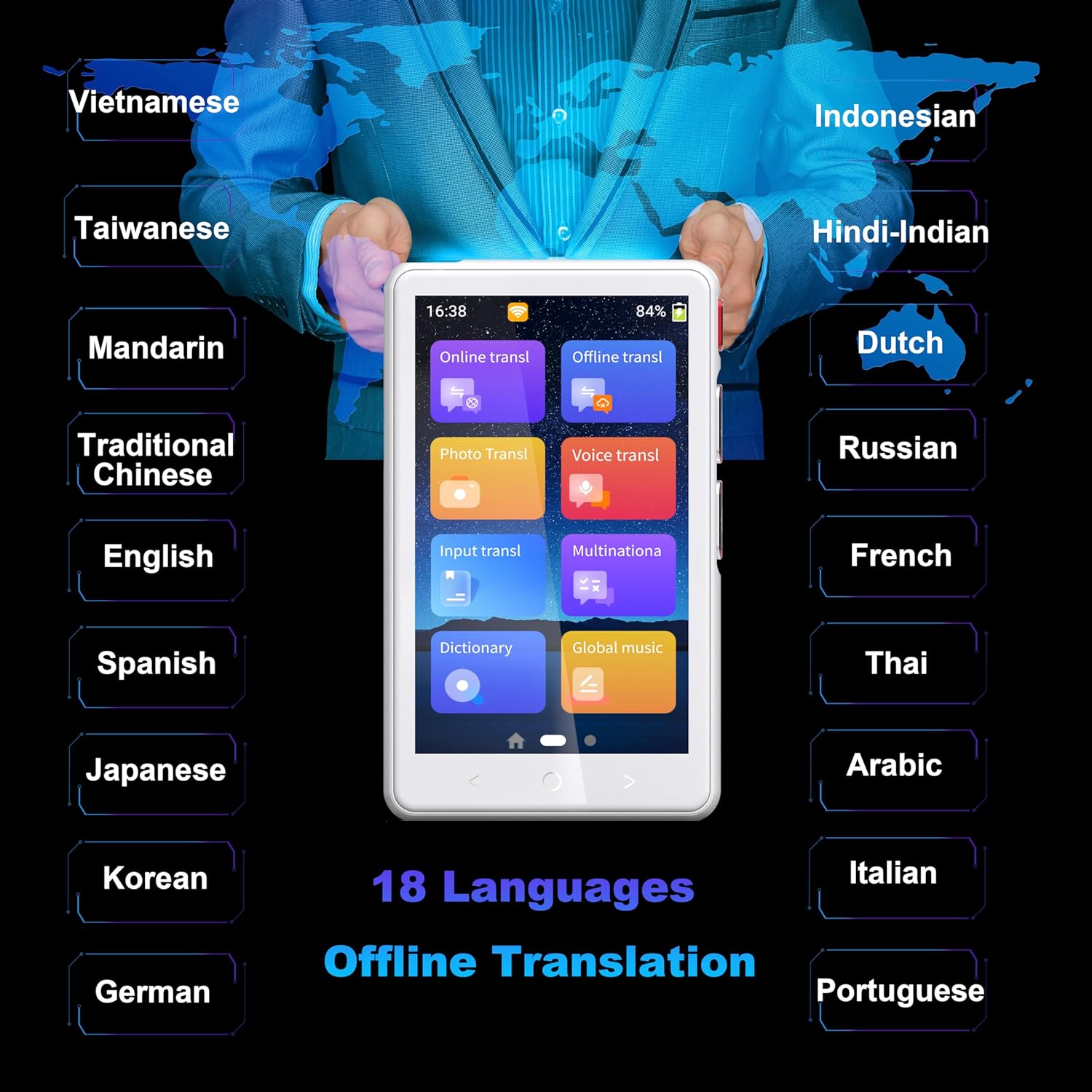 Language Translator Device No WiFi Needed, Two-Way AI Voice Translator for All Languages, 139+ Language Online Translation, Newest 4" HD Offline/Photo Translation for Travel/Business/Study