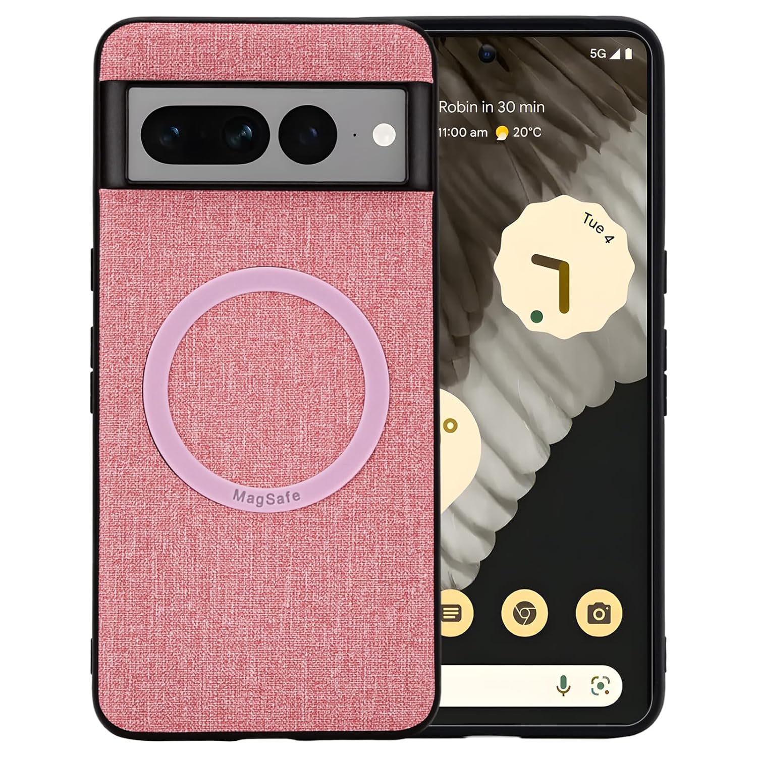 Khxriypha for Google Pixel 8 Case 5G [Compatible with Magsafe] Leather Matte Finish and Full Body Protection Cover Business Premium TPU Protection Phone Cover for Magsafe Wireless Charging Pink