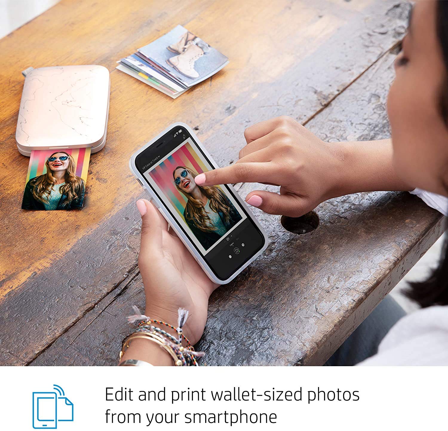 HP Store Sprocket Select Portable Photo Printer Stylize Social Media Photos and Print 30% Larger Pictures on 2.3x3.4 Sticky-Backed Paper (5XH49A)