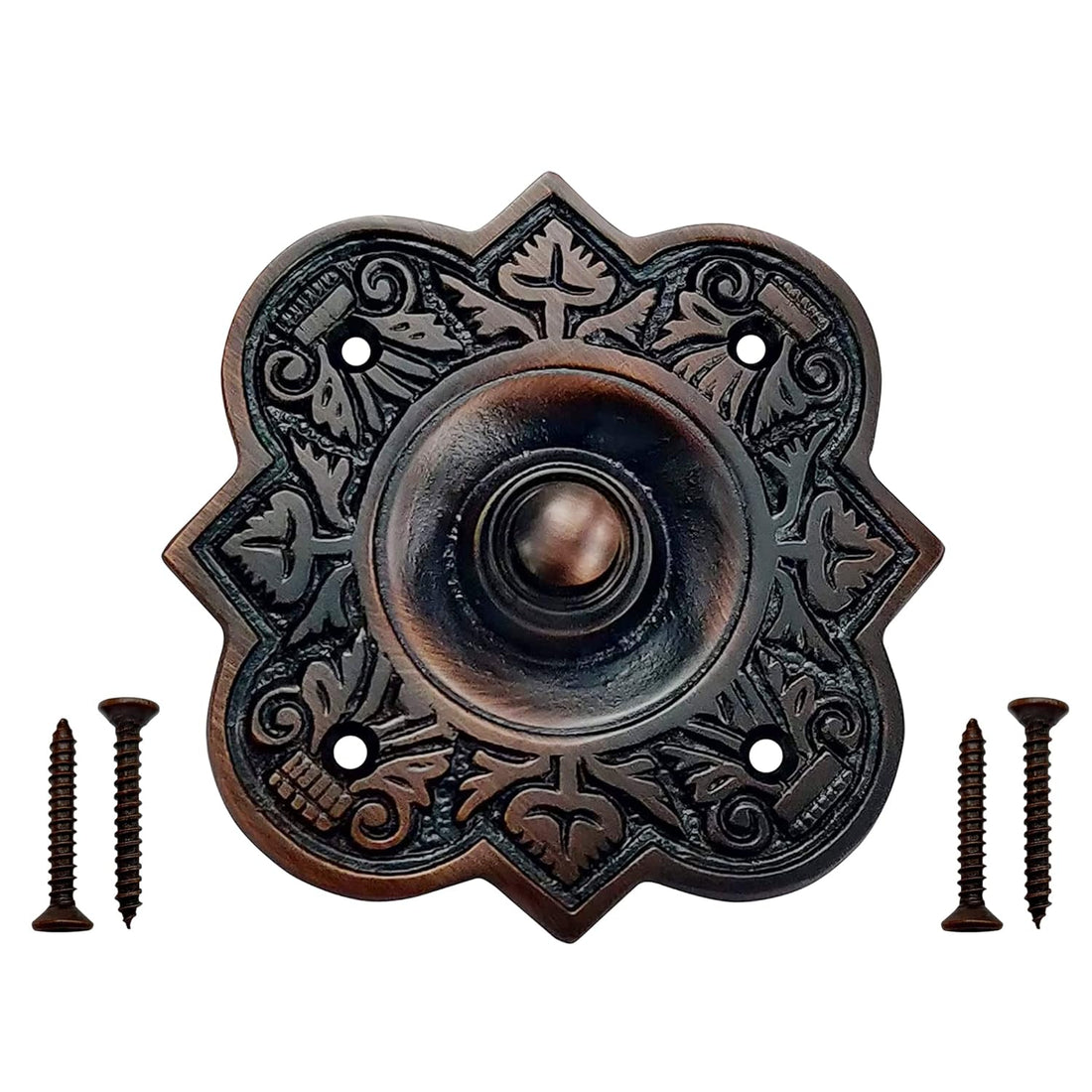Akatva"Gila" Decorative Doorbell Button – Finest Quality Bell Push Button – Easy to Install Calling Bell Button – Vintage Décor Doorbell Button Finely Hand Crafted - Oil Rubbed Bronze Finish