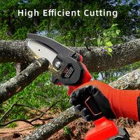 Skcoipsra Mini Chainsaw Cordless 4 Inch, 2.43 Pounds Portable Electric Chainsaw with 2 Chains & Batteries, One-Handed Power Chain Saws for Tree Trimming Branch Wood Cutting