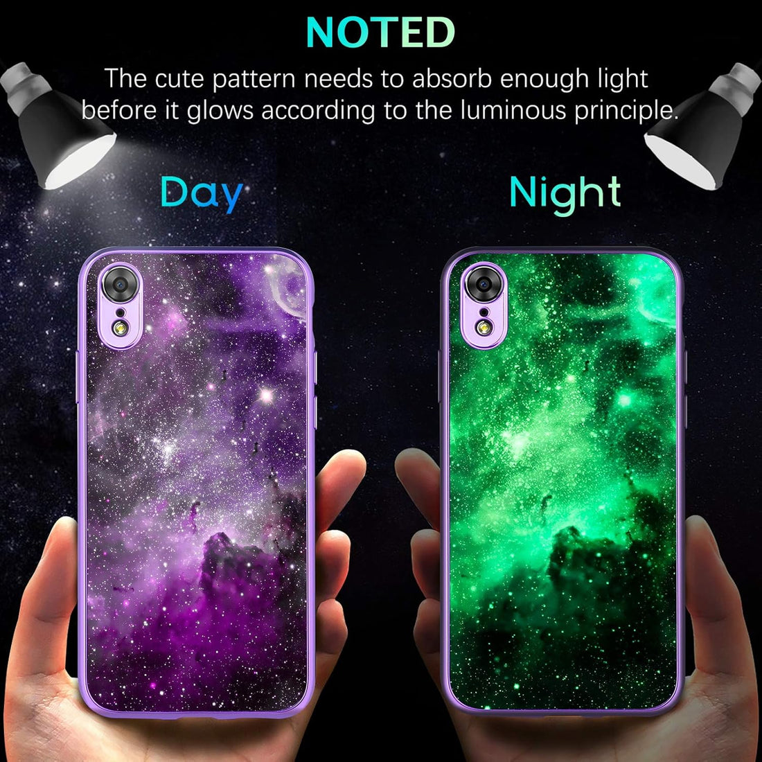 BENTOBEN iPhone XR Case, iPhone XR Phone Case, Slim Fit Glow in The Dark Hybrid Hard PC Soft TPU Bumper Shockproof Protective Girls Women Boy Men Cases Cover for iPhone XR 6.1 Inch, Nebula/Galaxy