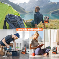 20000mAh Battery Operated Fan for Camping, Portable Fan with Remote and Timer, 60H Work and 4 Speed, Auto Oscillating fan With Light and Hook for Camping, Trip, Emergency Power Outage