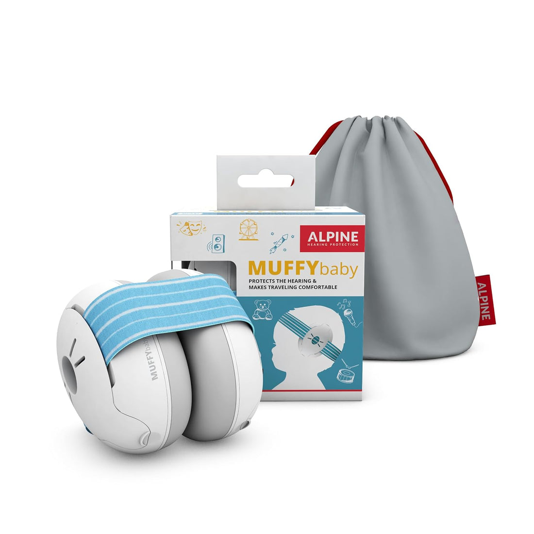 Alpine Hearing Protection Muffy Baby Ear Protection–Baby Ear Muffs–Noise Protection for Babies and Toddlers Upto 36 Months–Comfortable Infant Ear Protection-Prevent Hearing Damage & Improve Sleep,Blue