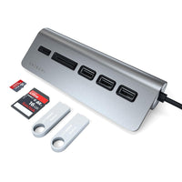 Satechi USB-C Combo Hub for Desktop - USB-A 3.0 Data Ports & Micro/SD Card Readers - for M2/ M1 MacBook Pro/Air, M2/ M1 iPad Pro/Air, M2 Mac Mini, iMac M1 (Space Gray)