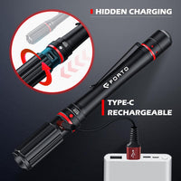 FORTO Rechargeable Pen Light Flashlight, 350 Lumens Handheld Small Pocket Flashlights with Clips, IPX7 Water-Resistant, 3 Light Modes