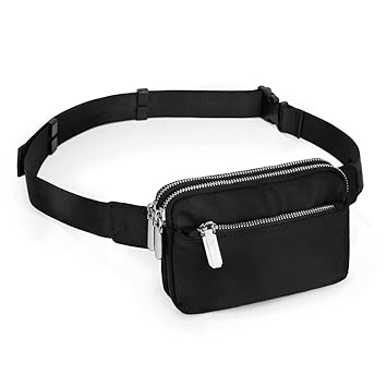 UTO Fanny Pack for Women Men Belt Bag Fashion Designer Chest Waist Packs Hip Bumbags for Outdoors Shopping Workout Traveling Hiking, 0759 Nylon Black New Strap, Small