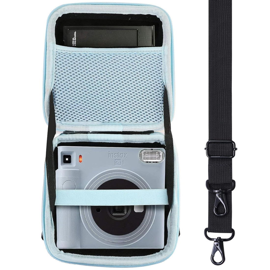 Aenllosi Hard Carrying Case Compatible with Fujifilm Instax Square SQ40/SQ1 Instant Camera,Mesh Pocket for Fujifilm Instax Square Film & Charging Cable(Inside Blue)