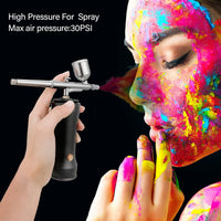 Upgraded Portable Airbrush Kit with Compressor 30PSI Mini Cordless Airbrush Gun Kit with Air Hose Rechargeable Handheld Airbrush Set for Cake Decor, Art, Makeup, Nail, Model Painting, Tattoo, Barber