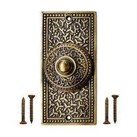 Akatva Decorative Doorbell Button – Finest Quality Bell Push Button – Easy to Install Calling Bell Button – Vintage Décor Doorbell Button Finely Hand Crafted - Antique Brass Finish