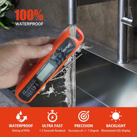 Venigo Digital Meat and Food Thermometer for Cooking and Grilling, Waterproof Instant-Read Cooking Thermometer, Kitchen Probe Thermometer for Baking, Roasting, Smoking, Deep Frying (Orange)