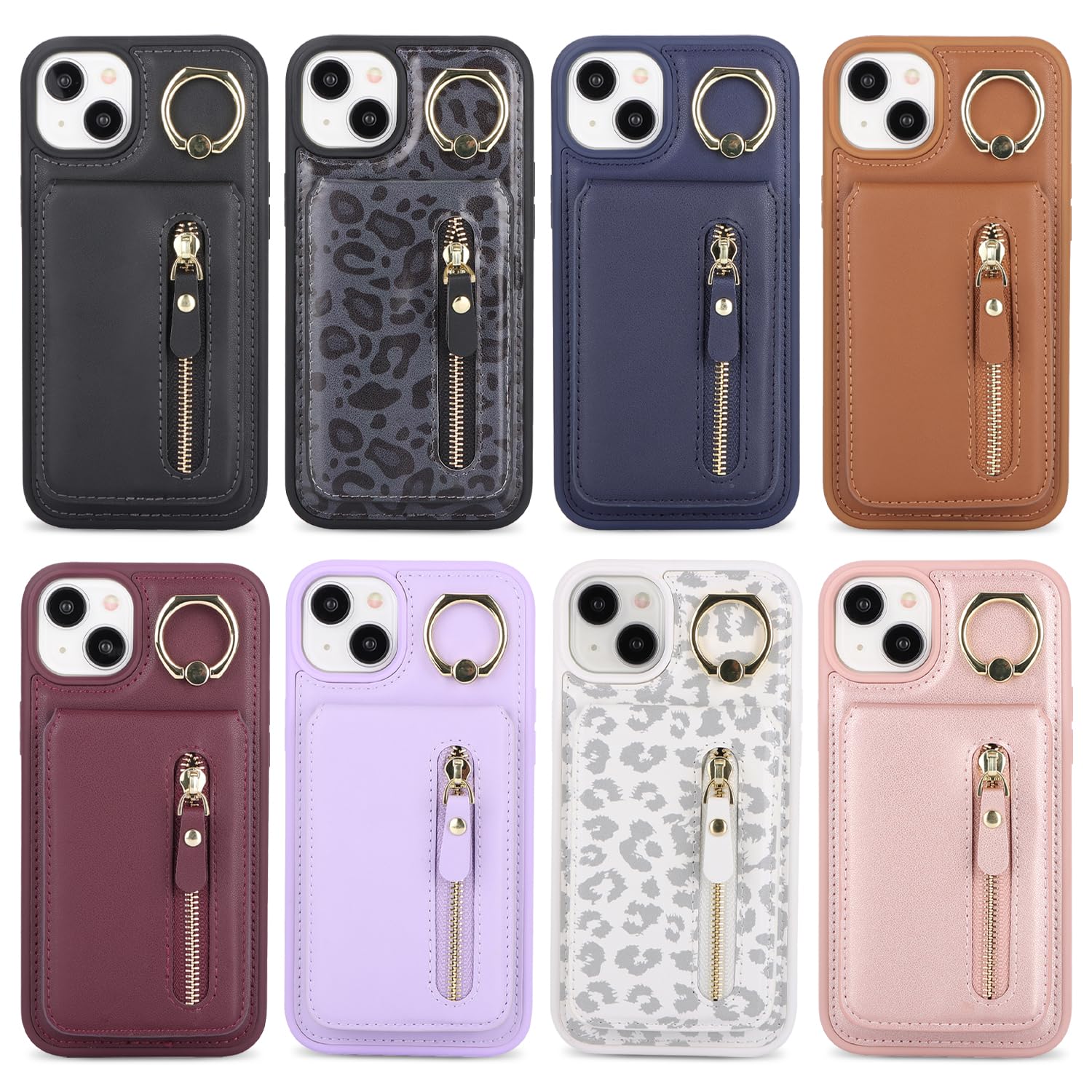 Ｈａｖａｙａ for iPhone 14 Plus Case for Women with Card Holder iPhone 14 Plus Phone case magsafe Compatible Leather Zipper Phone Wallet Detachable 2-in-1 Magnetic-Rose Gold
