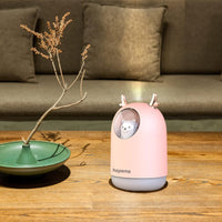 HOPEME Cute Pet Humidifier with Two Spray Modes, 300ml Water Tank Lasts Up to 10 Hours, 7 Color LED Lights Changing, Waterless Auto Shut-off for Bedroom, Home, Office (Pink)