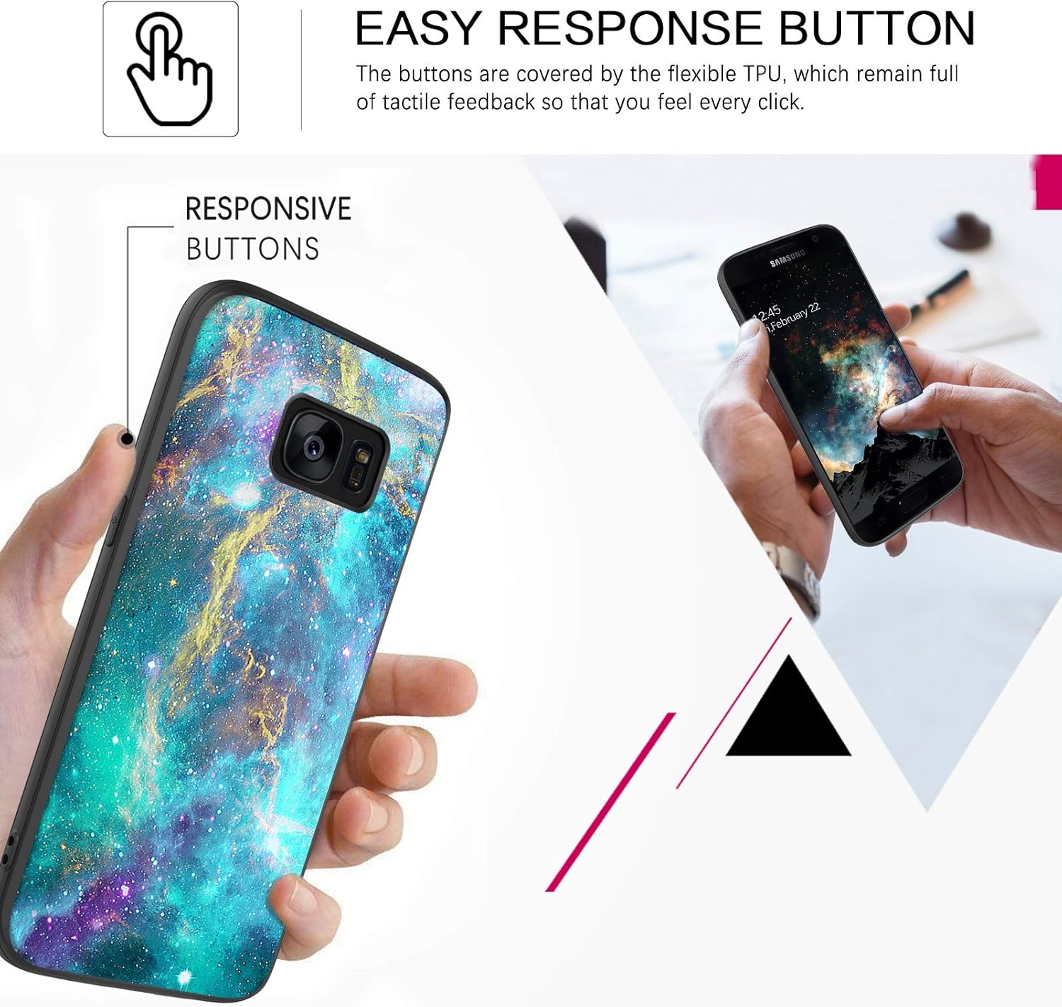 BENTOBEN Galaxy S7 Case, Phone Case Samsung S7, Slim Fit Glow in The Dark Shockproof Protective Hybrid Hard PC Soft TPU Bumper Drop Protection Non-Slip Girls Women Covers for Samsung S7, Nebula Design