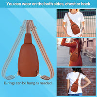 YQC Small Sling Bag for Women -Stylish Vegan Leather Fanny Pack Crossbody bags -Guitar Strap Women's Chest Bag for Travel
