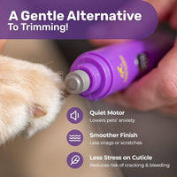 Electric Pet Nail Grinder by Hertzko - for Gentle and Painless Paws Grooming, Trimming, Shaping, and Smoothing for Dogs, Cats, Rabbits and Birds - Portable & Rechargeable, Includes USB Wire