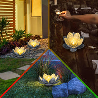 AIINY Garden Solar Light Outdoor , Amber Crackle Globe Glass Lotus Decoration , Waterproof Metal LED Flower Lights for Patio,Lawn,Walkway,Tabletop,Ground