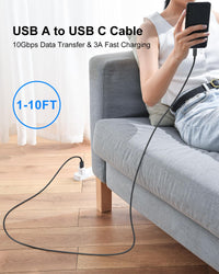USB A to USB C Cable 3.3FT, USB to USB C Data Cable Gen2 10Gbps,USB 3.0 to USB C Cable Android Auto Cable 3A Compatible with USB C External SSD,Samsung Galaxy S21 S20 S10 S9 S8 Note