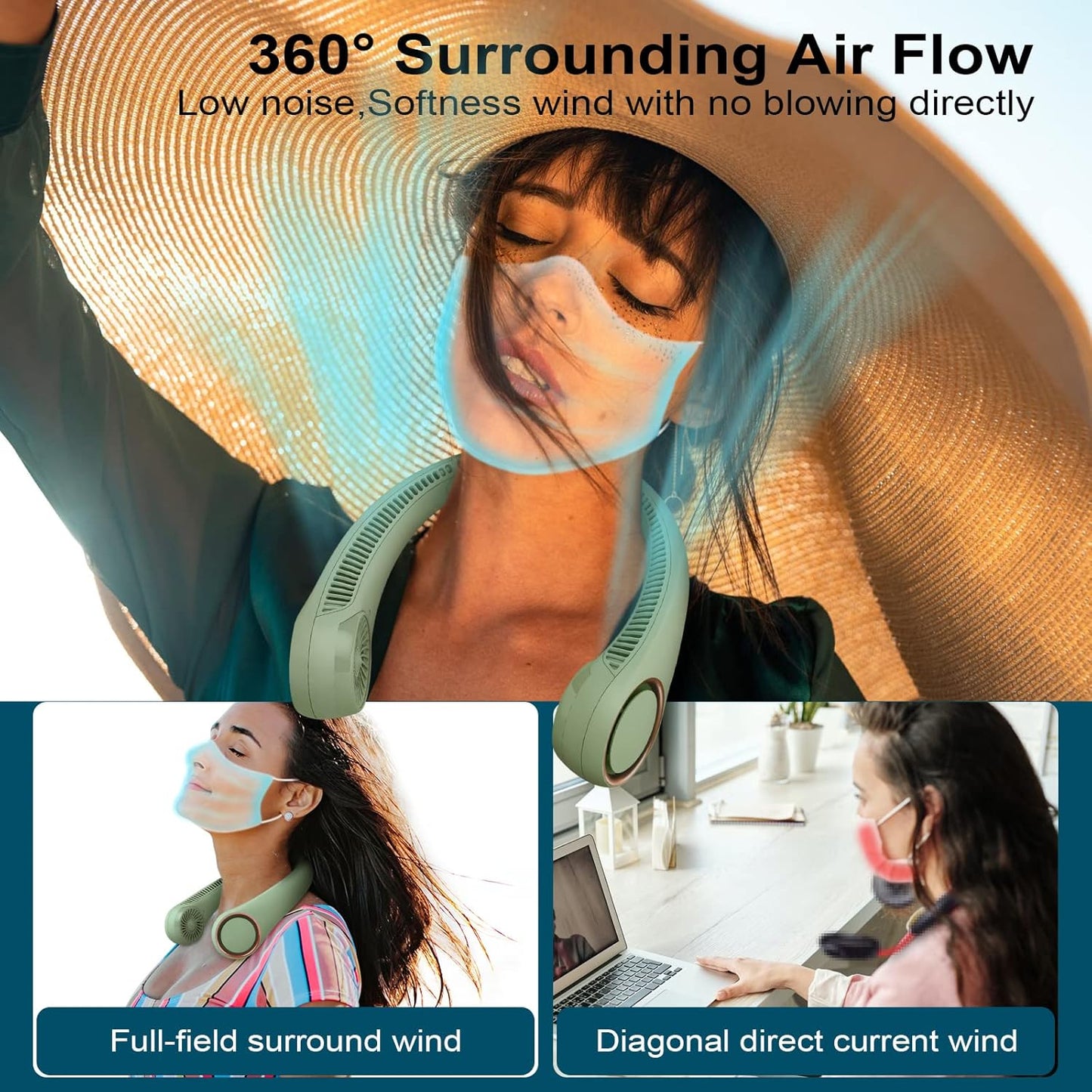 CIVPOWER Neck Fan: Portable Personal Neck Cooling – Close-up Detail