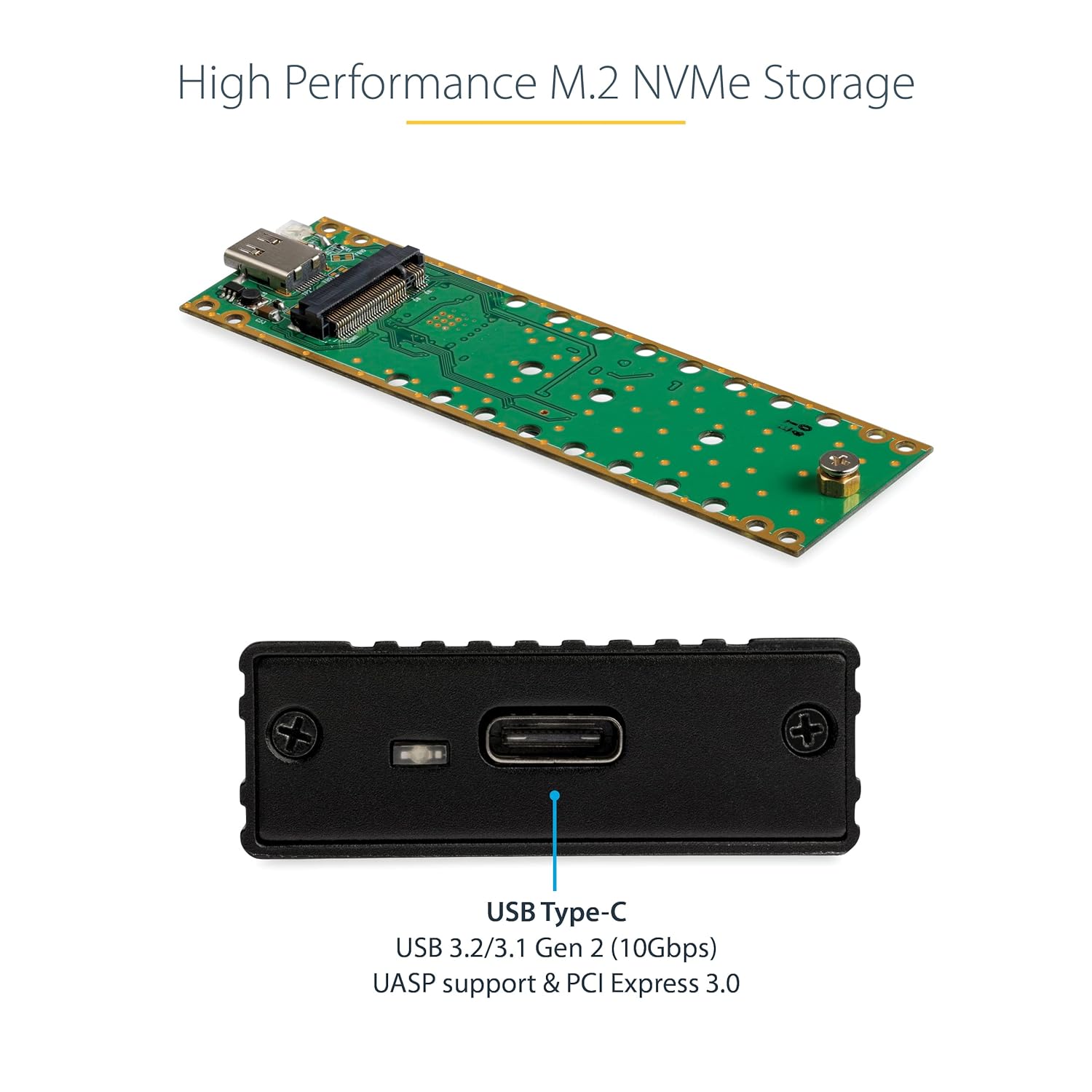 StarTech.com M.2 NVMe SSD Enclosure for PCIe SSDs - USB 3.1 Gen 2 Type-C - External NVMe Enclosure - Thunderbolt 3 Compatible (M2E1BMU31C)