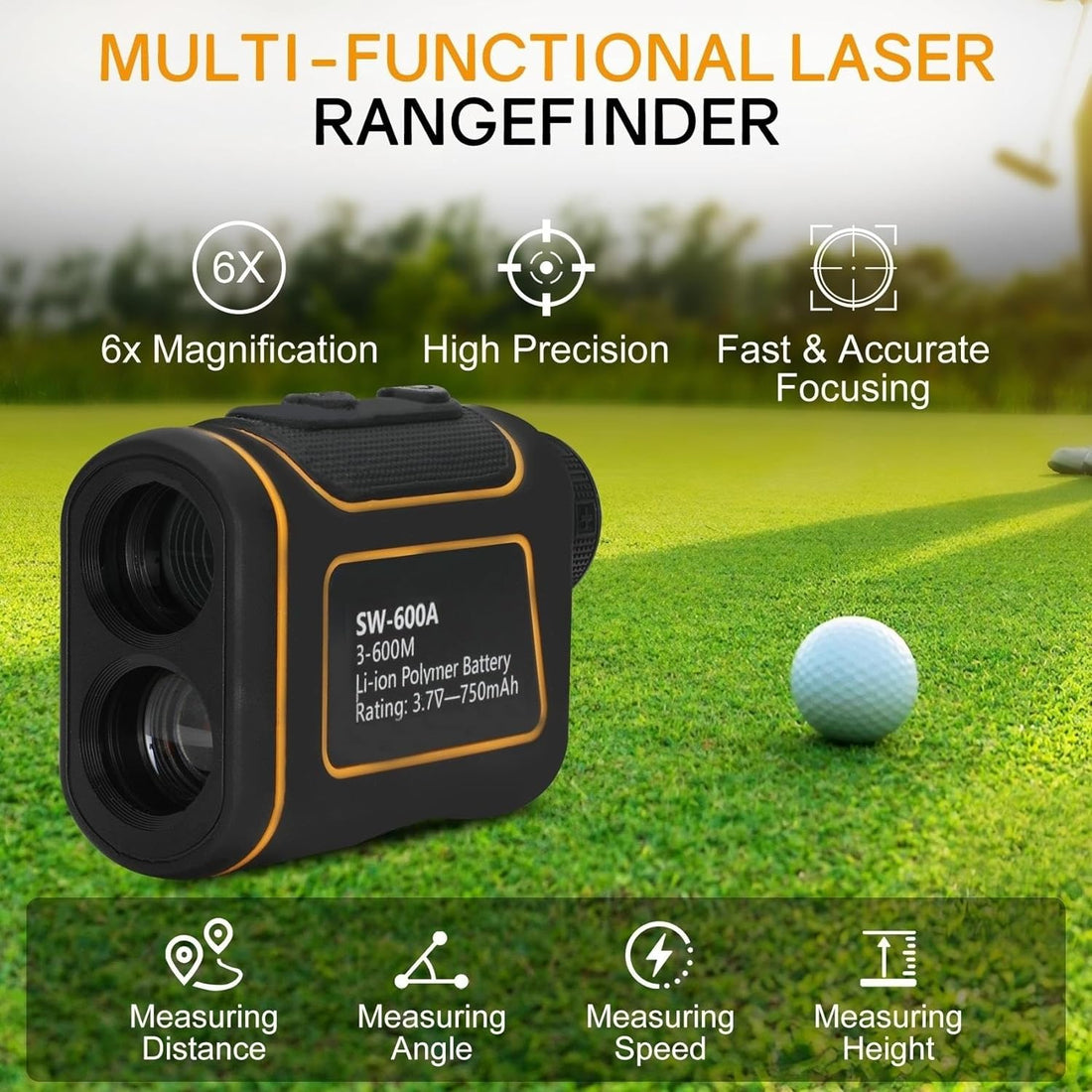Chaoos Laser Rangefinder,4-In-1Laser Rangefinder,Distance/Speed/Height/Angle Measurement, Multifunctional Professional Laser Rangefinder, for Golf and Industry and Hunting Rangefinder（Black）