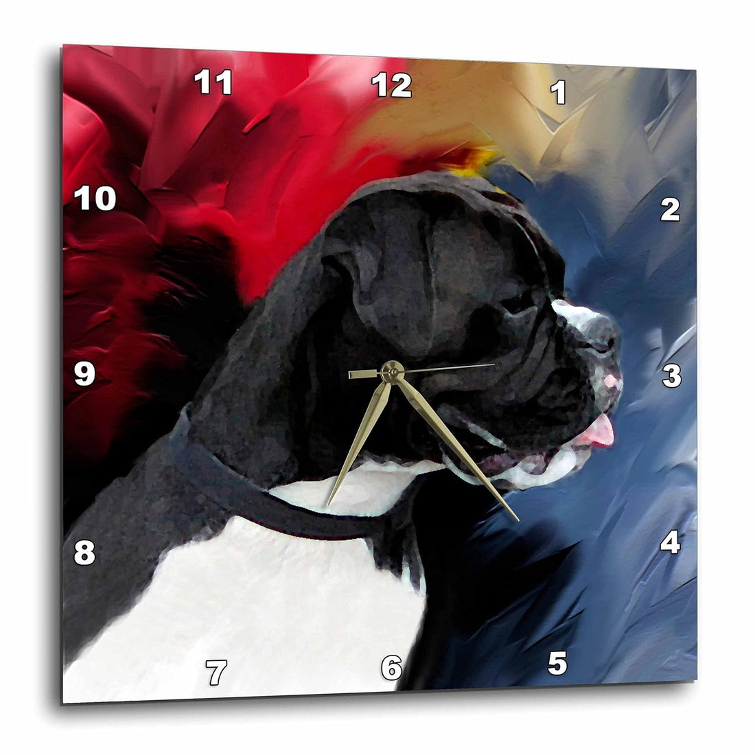 3dRose DPP_3976_1 Black White Boxer Wall Clock, 10 by 10-Inch