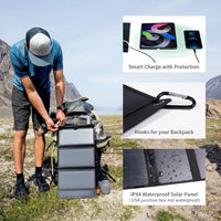 BigBlue Solar Charger, 28W Solar Panel with Dual USB Ports & Digital Ammeter Great for Camping Travel Waterproof Foldable for iPhone 8 / X / 7 / 6S, Ipad Pro/Air 2 / Mini, Galaxy S8 / S7 / S6 /-Black