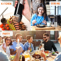 Electric Salt and Pepper Grinder Mill Set: Gravity Automatic Spice Peppercorn Shaker Rechargeable Base Adjustable Coarseness Refillable One Hand Operated With LED light Auto Dust Cover Safety Switch