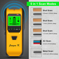 Stud Finder Wall Scanner, 5 in 1 Multi-function Upgraded Smart Stud Sensor, Wall Scanner with Battery for the Center& Edge of Metal, Studs and AC Wire, Pipe Locator for Walls(Yellow)