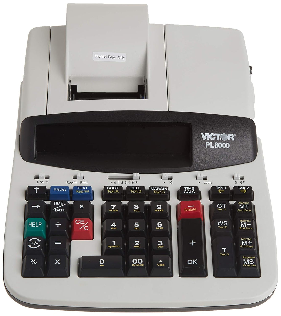 Victor Technology PL8000 Thermal Printing Calculator, Prompt Logic, Help Key, 8.0 Lines Per Second