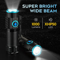 ULTRAFIRE Mini Flashlight, 1000 High Lumens Pocket EDC Flashlight, Small Flashlight with Super Bright XPH50 LED, USB-C Rechargeable - Your Ideal Companion for Night Walks and Outdoor Activities