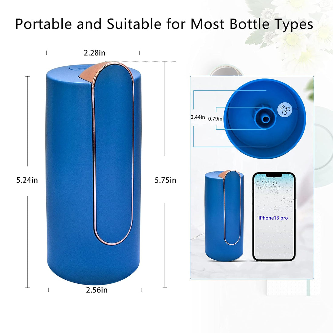 Kneysan Foldable Electric Water Pump with 1800mAH Battery and Type-C USB Charge,5 Gallon Water Bottle Dispenser,Automatic Portable Drinking Water Jug Dispenser for Home Kitchen Office Camping(Blue)