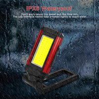 HEDAQI LED Rechargeable Magnetic Work Light, Small Mechanics Hanging COB Flashlight with Stand and Hook Portable Worklight Tools for Camping (Red)