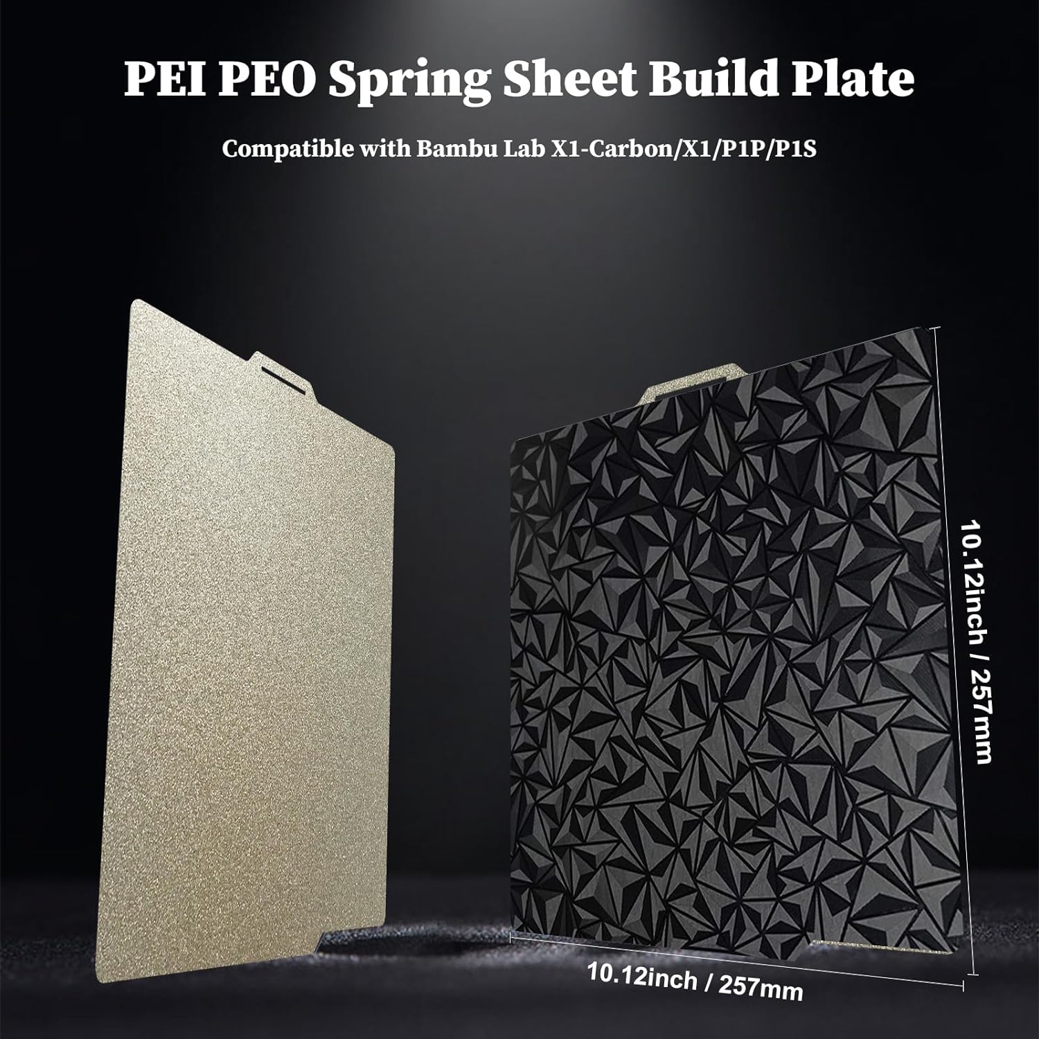 Prstudy 3D Printer PEO PEI Spring Build Plate Sheet for Bambu Lab X1/X1C/P1S/P1P 3D Printer 257mmx257mm Spring Steel Plate Double Sided Flexible Magnetic Platform Bed