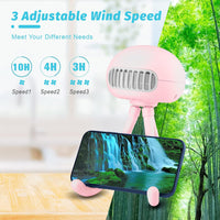 Baby Stroller Small Fan, Portable Carrying Fan, Three-Speed Wind with Flexible Tripod, Rechargeable USB Leafless Scattered Heat Fan, Suitable for Office, Camp, Car, Travel, Gym (Pink)