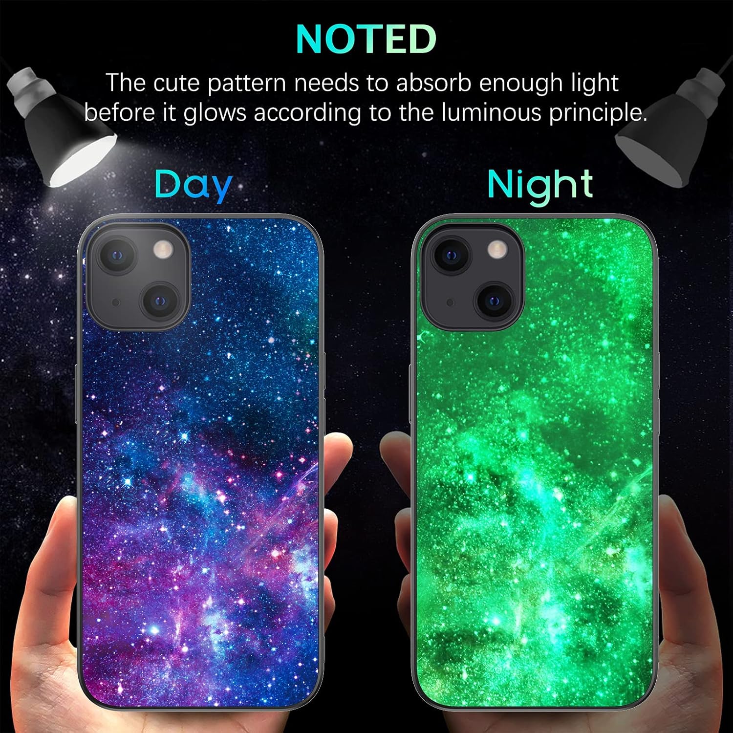 BENTOBEN Compatible with iPhone 13 Case, Slim Fit Glow in The Dark Hybrid Hard PC Soft TPU Bumper Drop Proof Protective Girls Women Boy Men Cover for iPhone 13 6.1 inch,Nebula/Galaxy