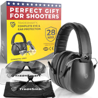 TRADESMART All-You-Need Kit - NRR 28 Shooting Headphones, z87.1 Shooting Glasses + GIFT: Microfiber Pouch