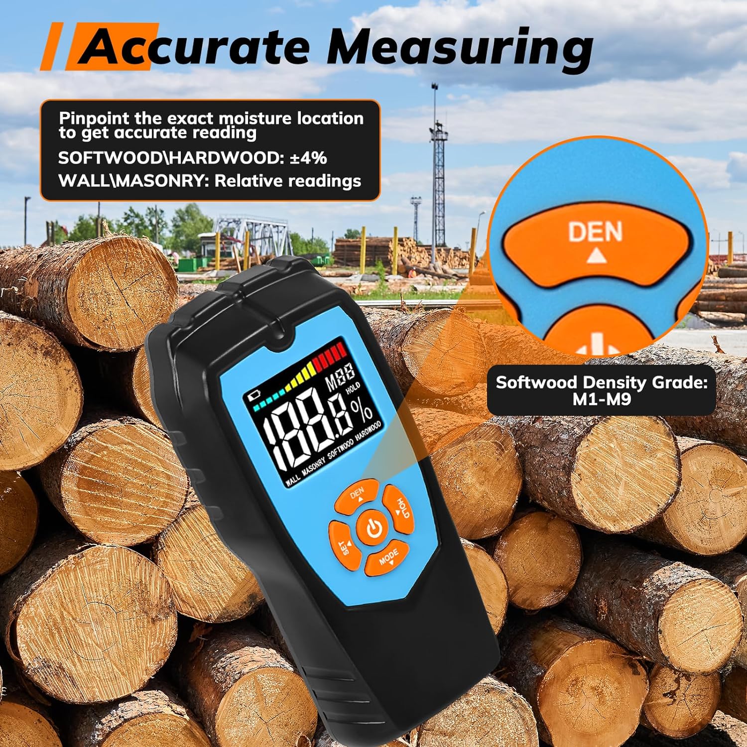 Pinless Moisture Meter, Non-Destructive Wood Moisture Meter for Walls