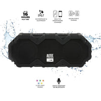 Altec Lansing LifeJacket Mini - Waterproof Bluetooth Speaker with Lights, Portable Wireless Speaker for Pool, Beach, Hiking, Sports, Camping, 16 Hour Playtime, Floats in Water
