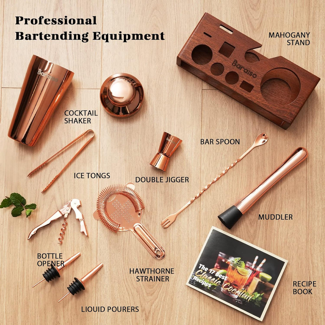 Bar Tool Set-Rose Gold