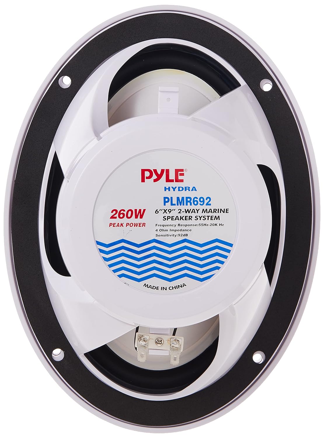 Pyle Dual 6'' x 9'' Water Resistant Marine Speakers, 2-Way Full Range Stereo Sound, 260 Watt, White (Pair)