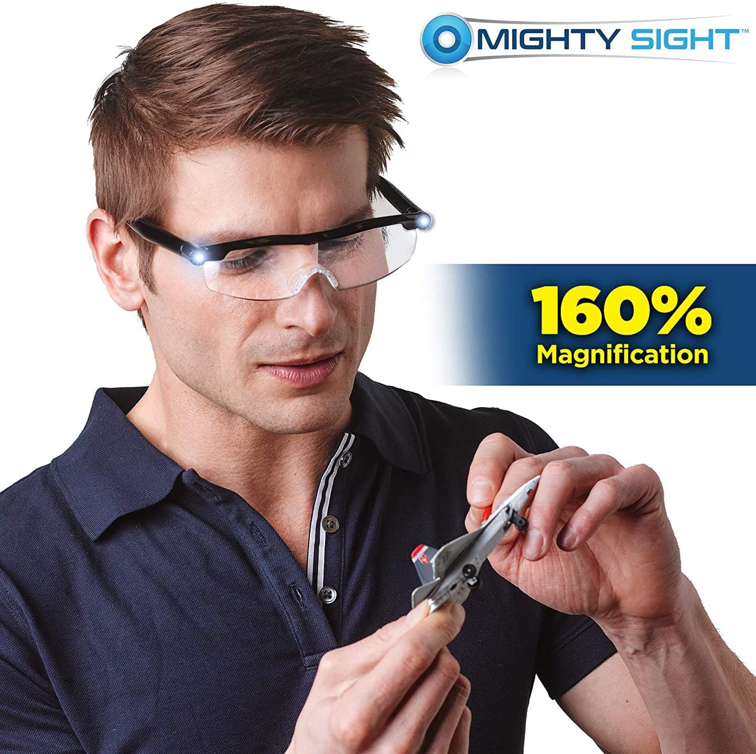 Mighty Sight Magnifying Glasses with LED Light & Travel Case - Great Eyeglasses for Readers, Women, Men, Kids - Use for Close Work or Reading Small Print & Labels - As Seen on TV