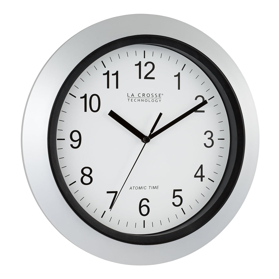 La Crosse Technology WT-3129S-INT 12 Inch Atomic Analog Wall Clock, Silver