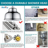 SonTiy Filtered Shower Head, Built-in Shower Filter Mulit Stage Hard Water Shower Head Filter to Reduce Dry Itchy Skin, Dandruff - High Output Rainfall Showerhead - Stainless Steel - Chrome