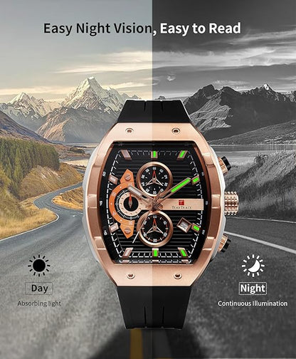 Men's Watches with Silicone Strap Analog Quartz Waterproof – Packaging